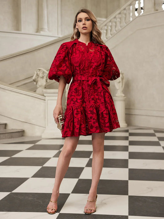 Isadora Nakışlı Organze Mini Elbise