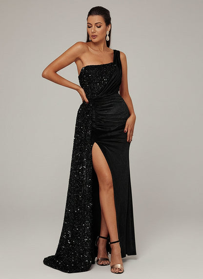 Yırtmaçlı Bacak Balıksırtı Maxi Elbise