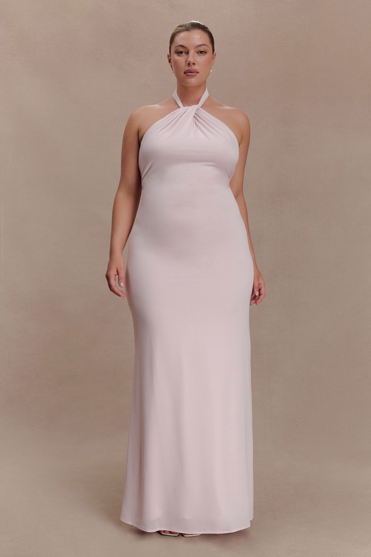 Elyna Halter Yaka Maksi Elbise -Pembe