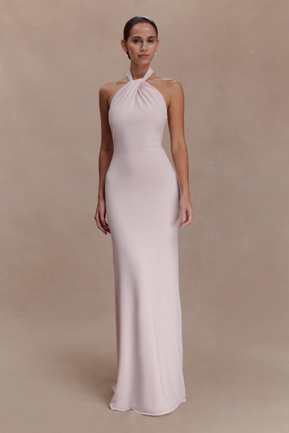 Elyna Halter Yaka Maksi Elbise -Pembe