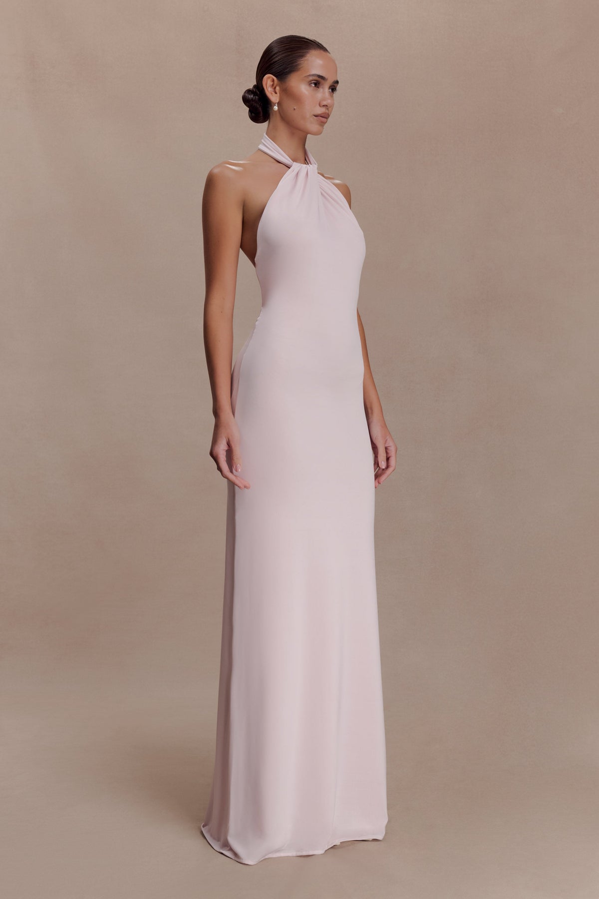 Elyna Halter Yaka Maksi Elbise -Pembe