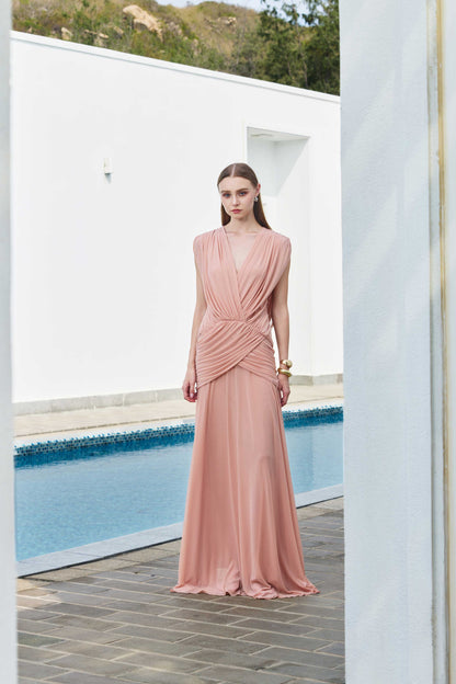 Fleur Maxi Elbise-Pastel Şeftali