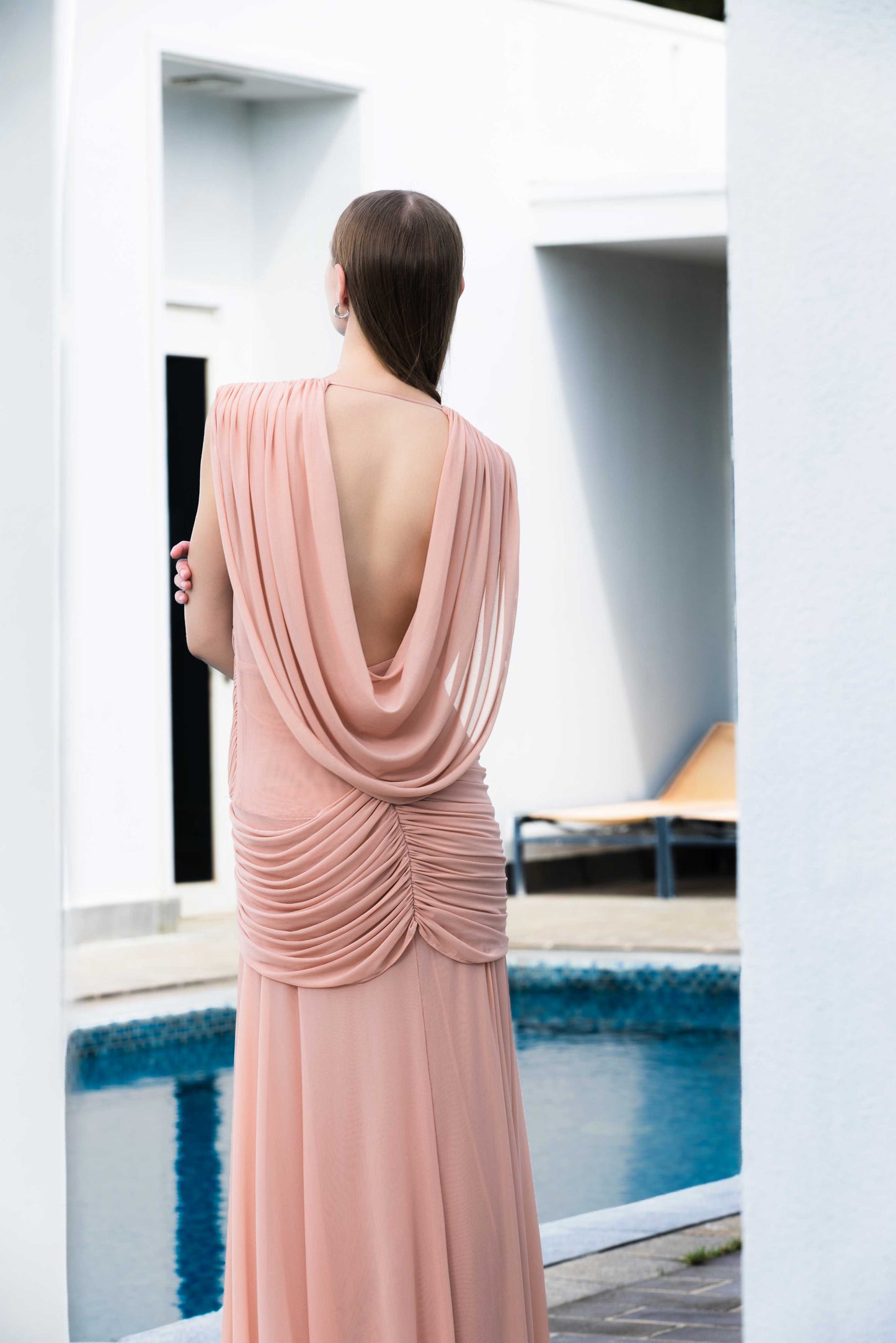Fleur Maxi Elbise-Pastel Şeftali