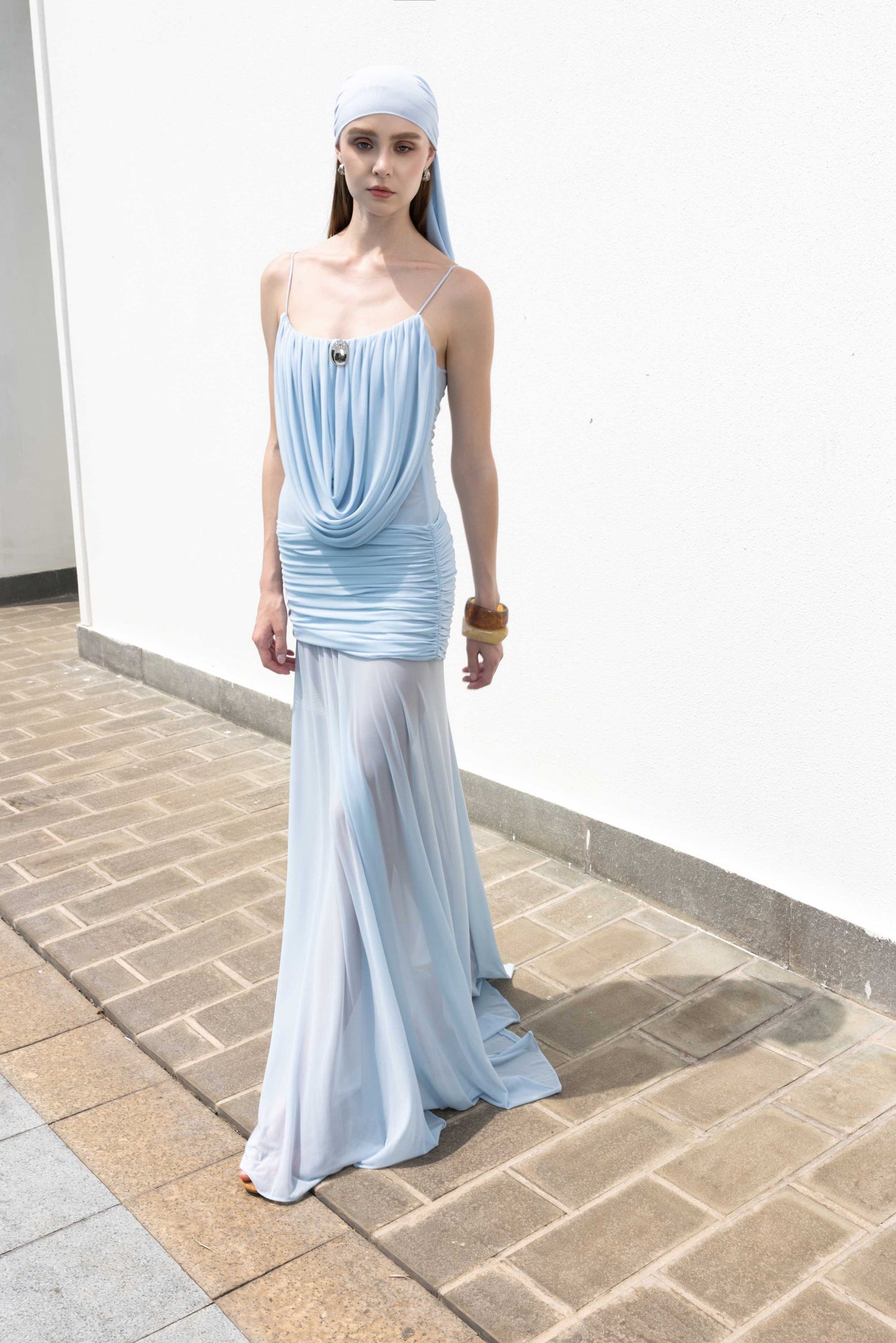 Marigold Maxi Elbise-Mavi