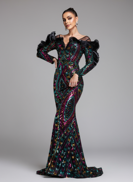 Giada Fırfırlı Denizkızı Maxi Elbise