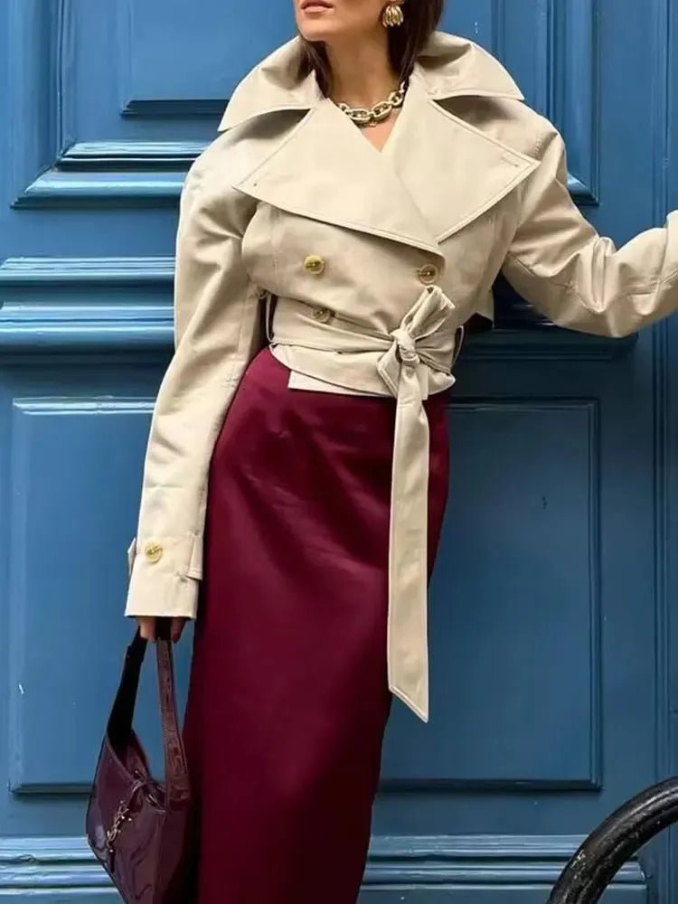 Krótki trencz Nerida Camel Suede