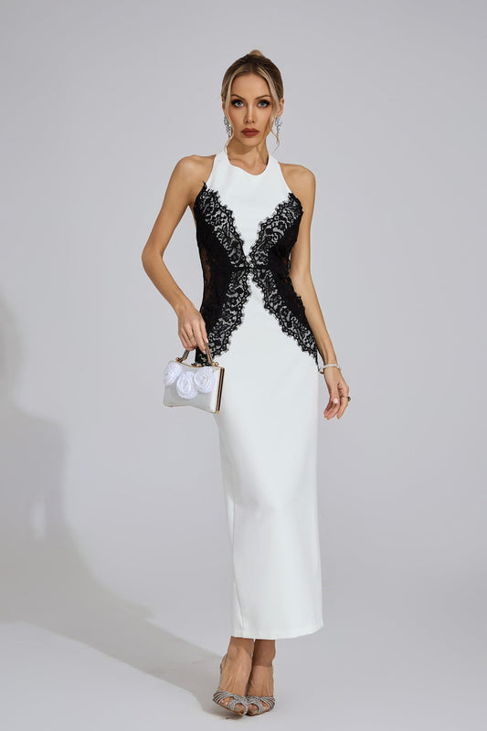 Bianca Dantel Panelli Halter Midi Elbise