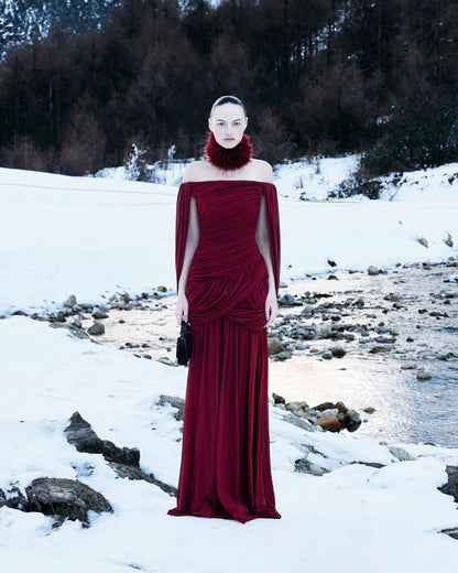 Avril Maxi Elbise-Bordo