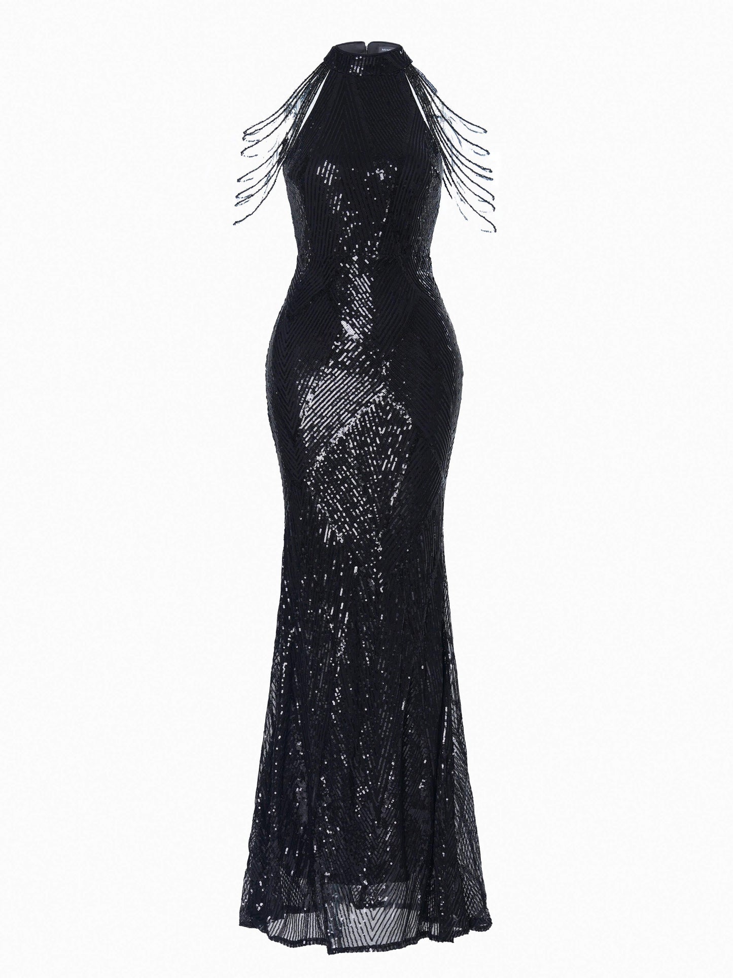 Perla Boncuklu Zincirli Maxi Elbisesi