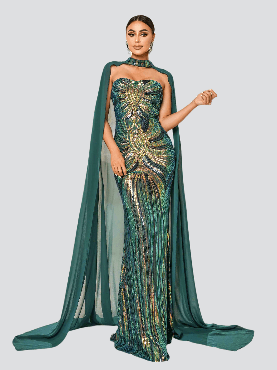 Winifred Cape Tube Top Maxi Elbise