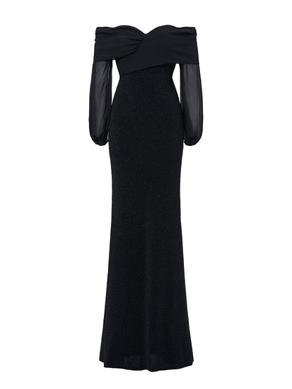 Leila Straplez Denizkızı Omuzsuz Maxi Elbise