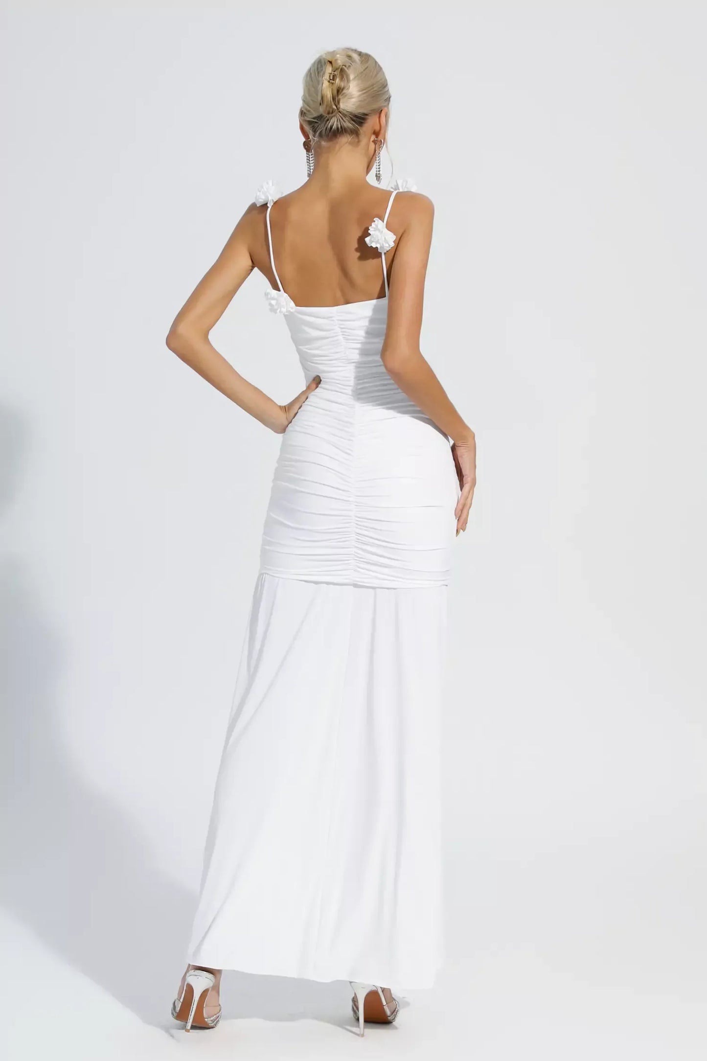 Isla Çiçek Yapraklı Askılı Maxi Elbise