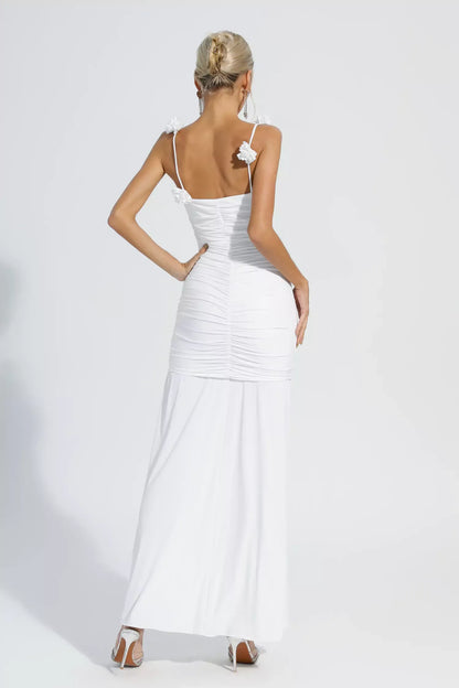 Isla Çiçek Yapraklı Askılı Maxi Elbise