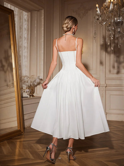 Sukienka midi Amelie z gorsetem i rozkloszowaną spódnicą 