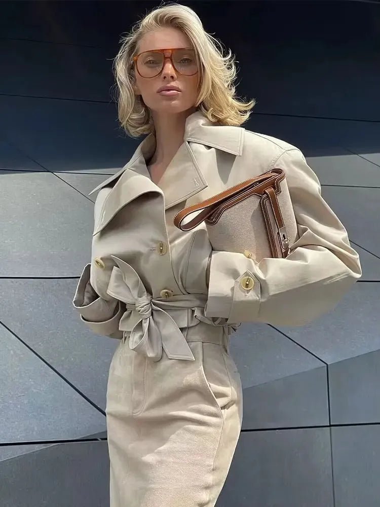 Krótki trencz Nerida Camel Suede