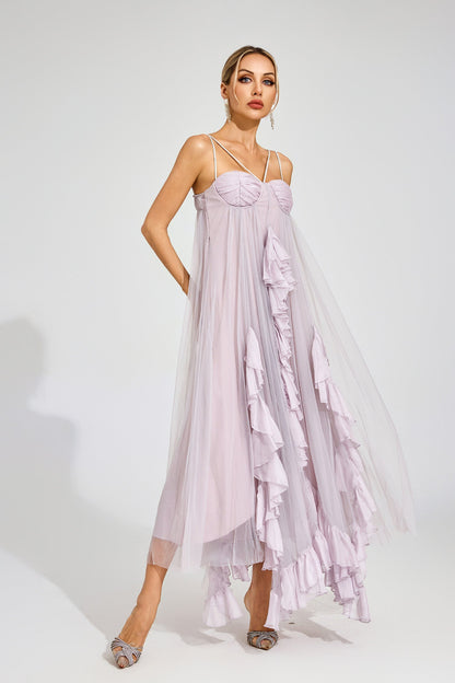 Rüya Ruffle Tül Maxi Elbise