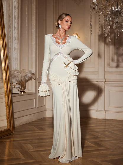 Viyana Dantel Panelli Maxi Elbise