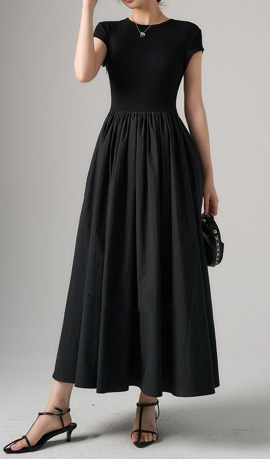 Siyah Slim Fit Midi Elbise