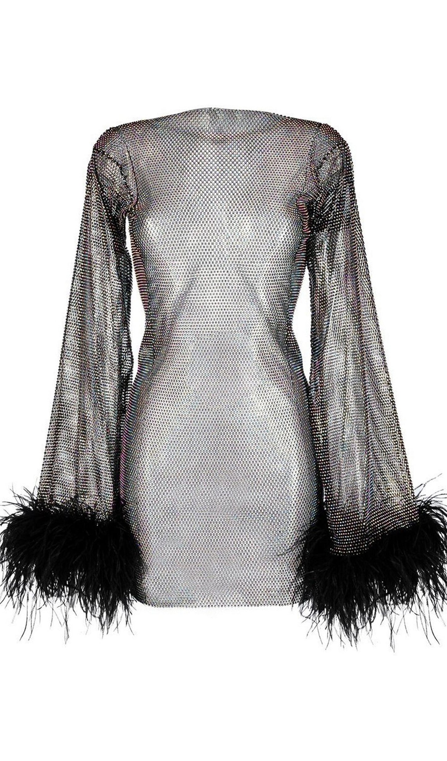 Şeffaf Rhinestone Mini Elbise