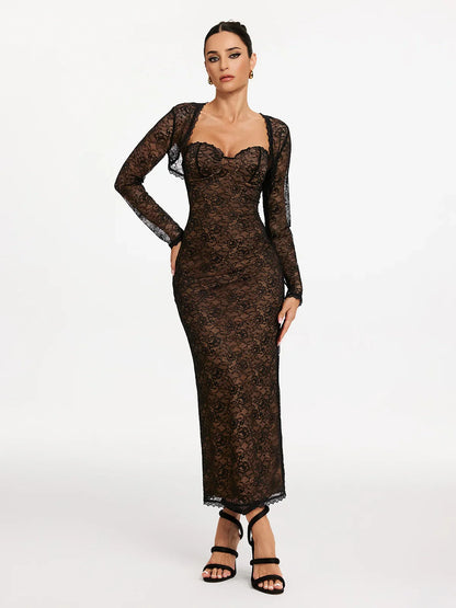 Velora Dantel Heykel Maxi Elbise