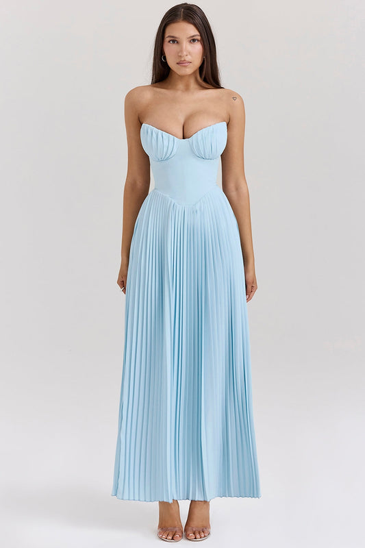 Celeste Pileli Bustier Maxi Elbise