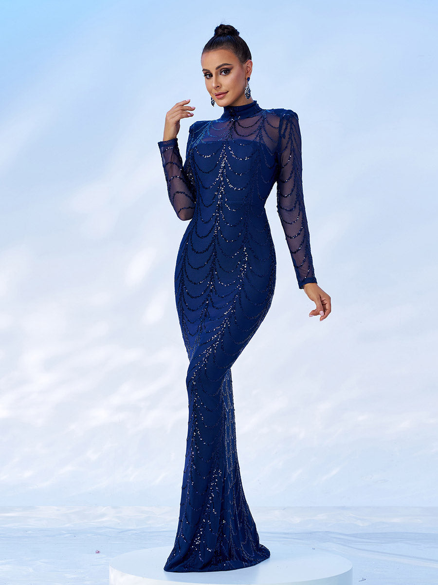 Shira Dalgalı Kokteyl Maxi Elbisesi