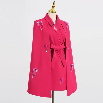 Stella Süslemeli Pelerin Mini Elbise