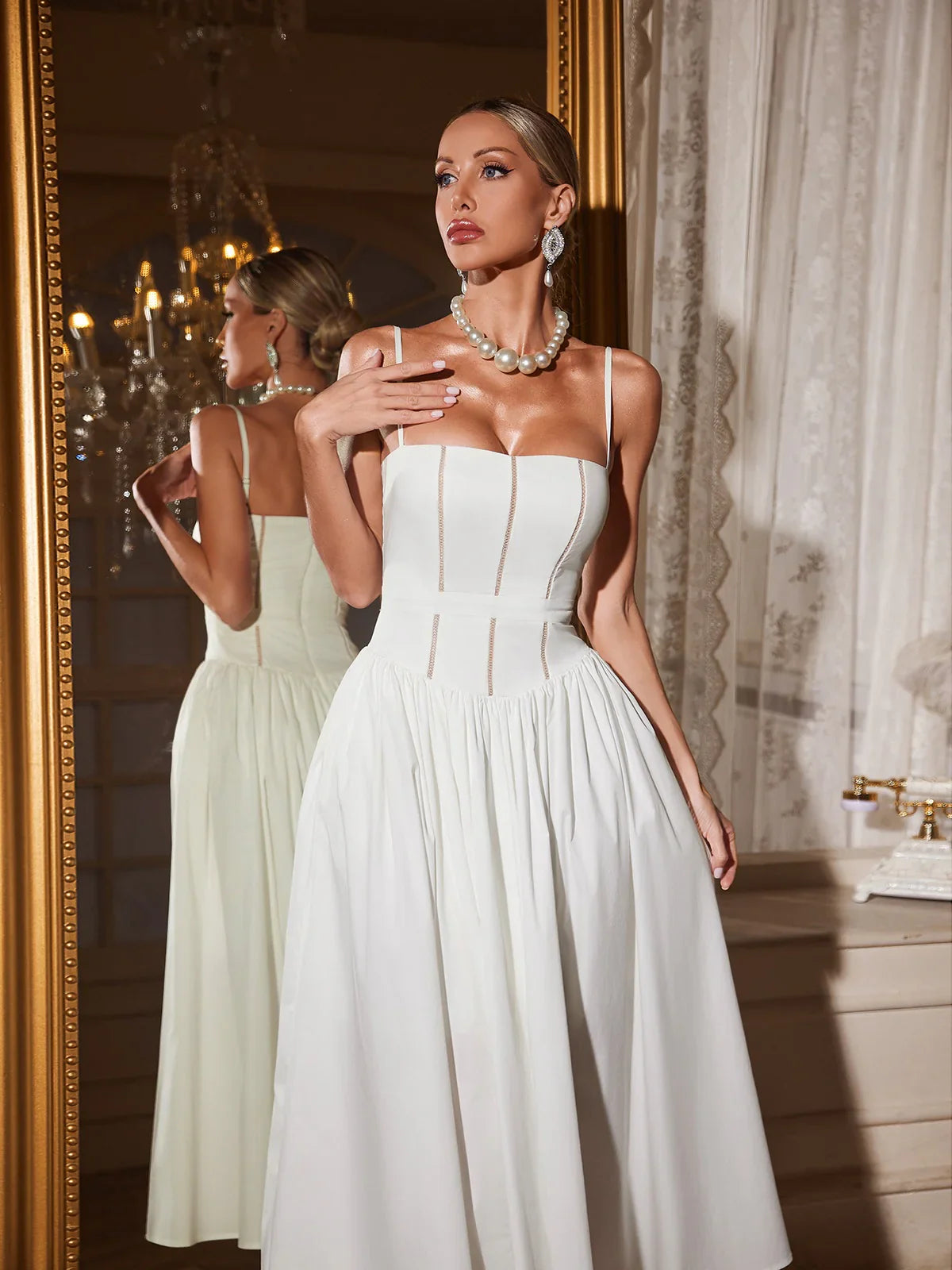 Sukienka midi Amelie z gorsetem i rozkloszowaną spódnicą 