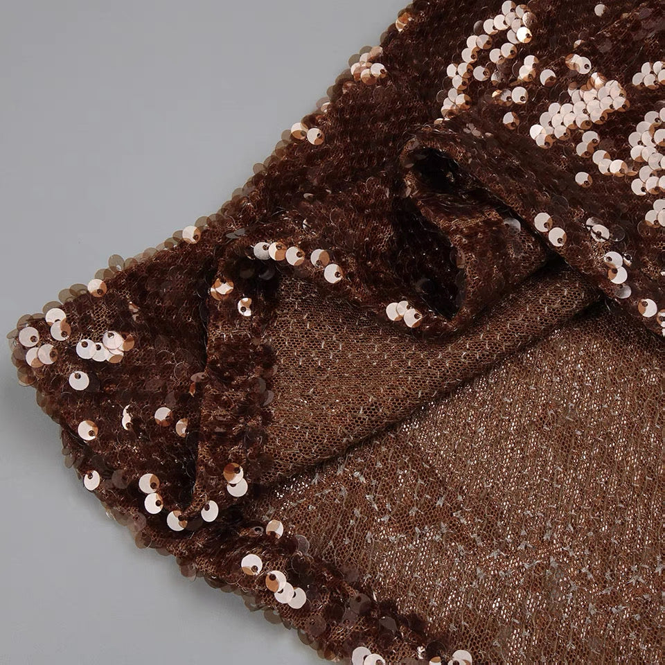 Sierra Bronz Payetli Seti Maxi Elbise