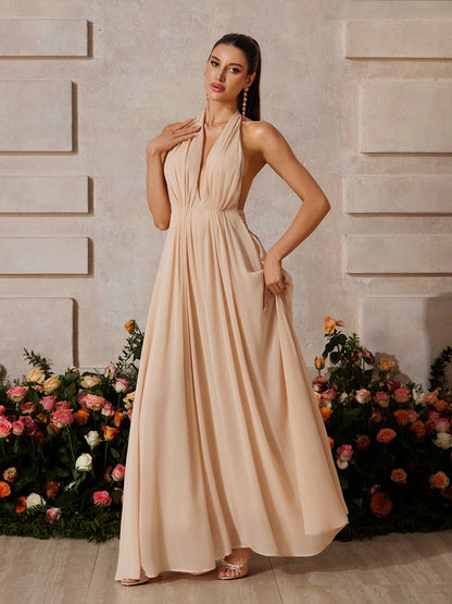 Soleil Halter Maxi Elbise