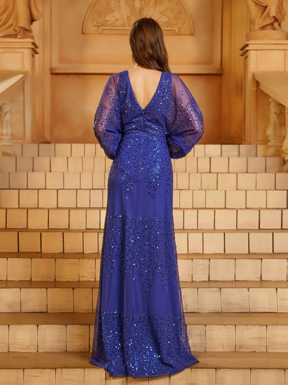 Yasmina Fener Kollu Yırtmaçlı Maxi Elbisesi