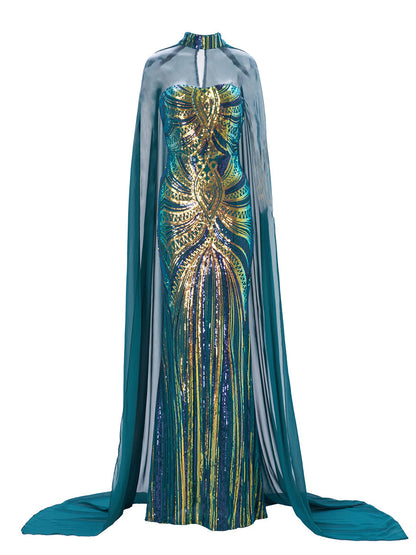 Winifred Cape Tube Top Maxi Elbise