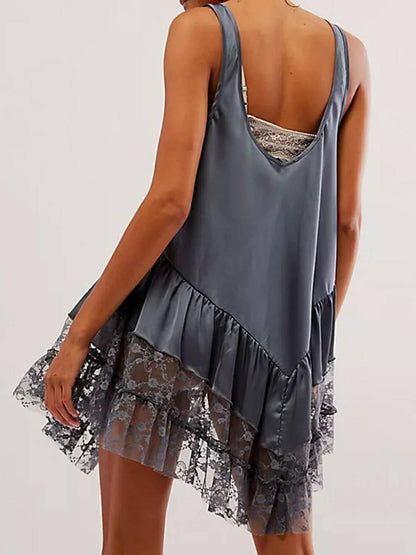 Dantelli Dökümlü Mini Elbise Ve Teddy Kazak