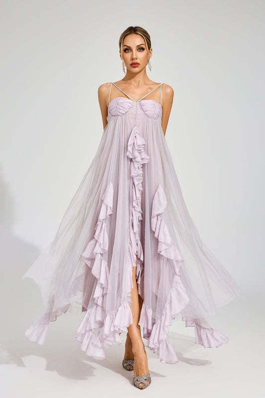Rüya Ruffle Tül Maxi Elbise