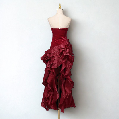 Belle Fırfırlı Kristal Maxi Elbise