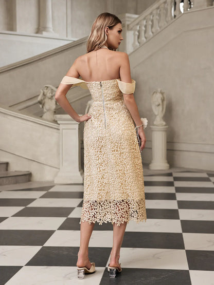 Sukienka midi Elise Petal z haftem 