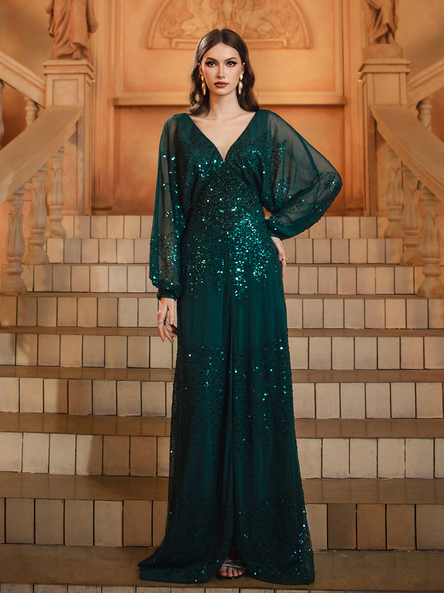 Yasmina Fener Kollu Yırtmaçlı Maxi Elbisesi