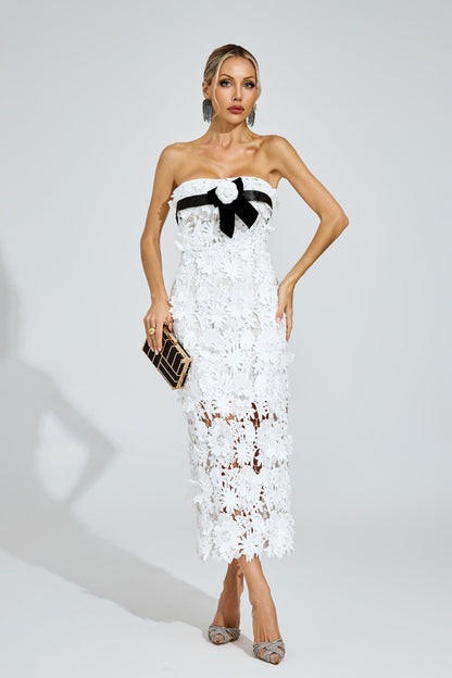 Camille Çiçek Aplikeli Midi Elbise