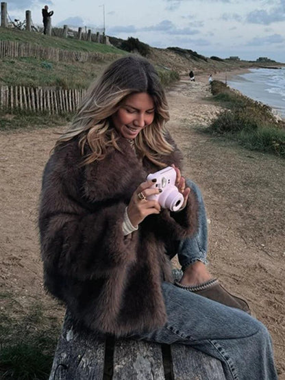 Lüks Suni Kürk Kışlık Mont