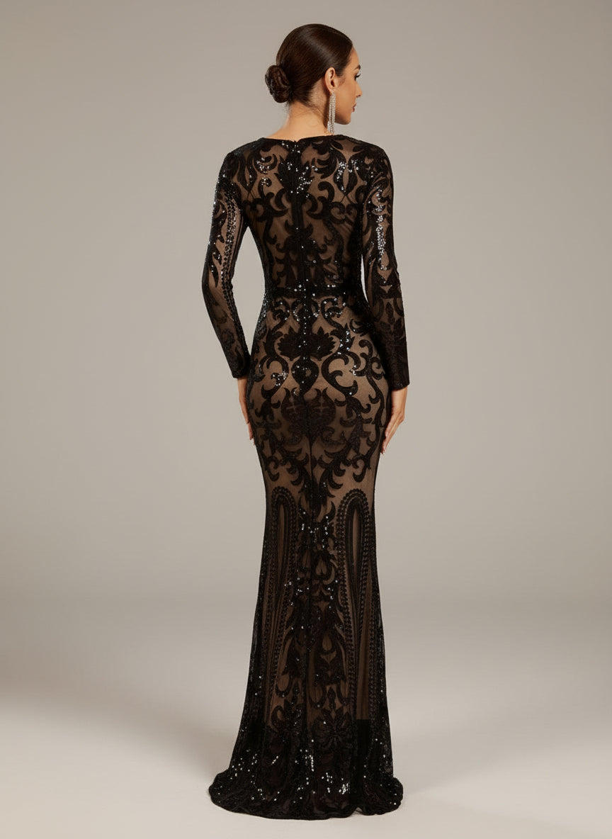 Genevieve Uzun Kollu Maxi Elbise