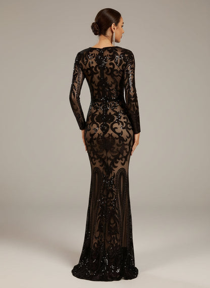 Genevieve Uzun Kollu Maxi Elbise