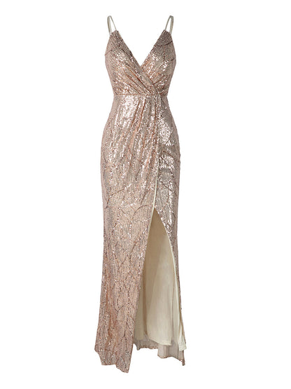 Surplice Yakalı Kaşkorse Maxi Elbise