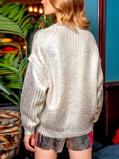 Sweter z dzianiny z metalicznym wypełnieniem Paula