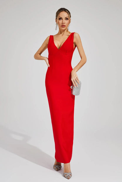 Valentina Kırmızı Sırtı Açık Maxi Elbise