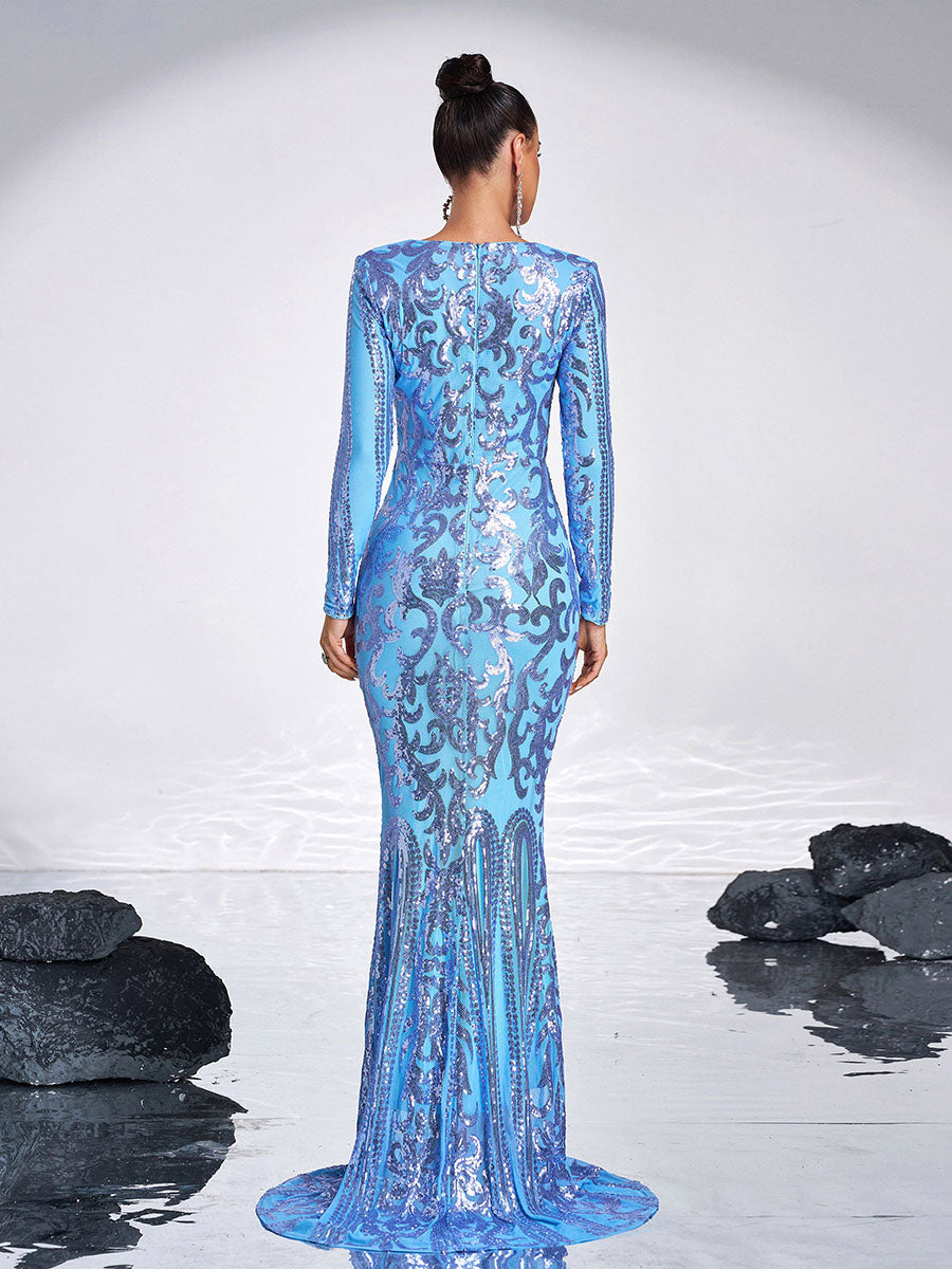 Genevieve Uzun Kollu Maxi Elbise