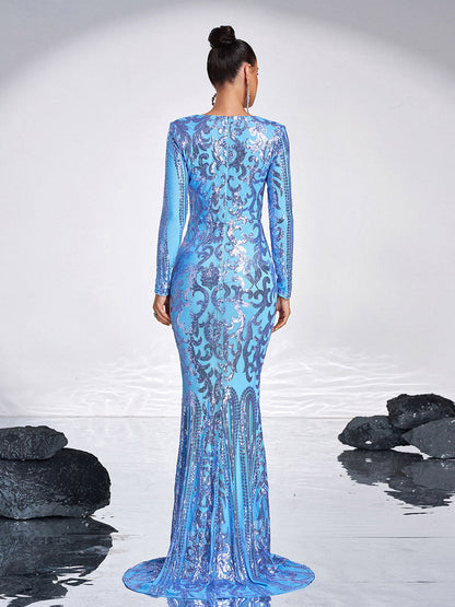 Genevieve Uzun Kollu Maxi Elbise