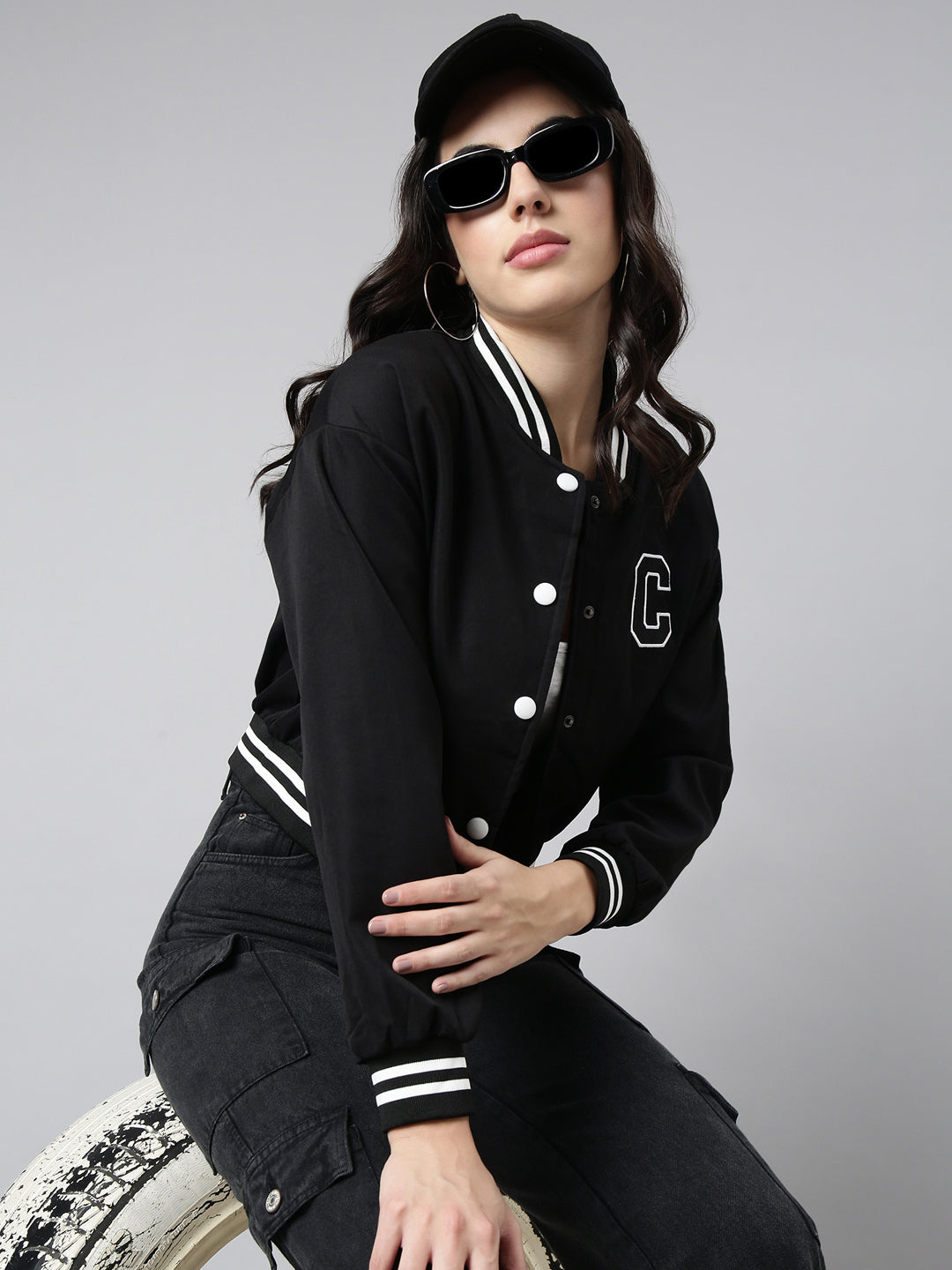 Düz Kesim Düşük Omuzlu Varsity Ceket