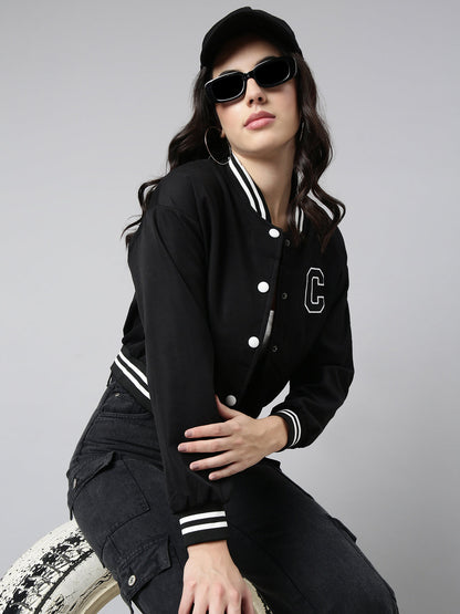 Düz Kesim Düşük Omuzlu Varsity Ceket