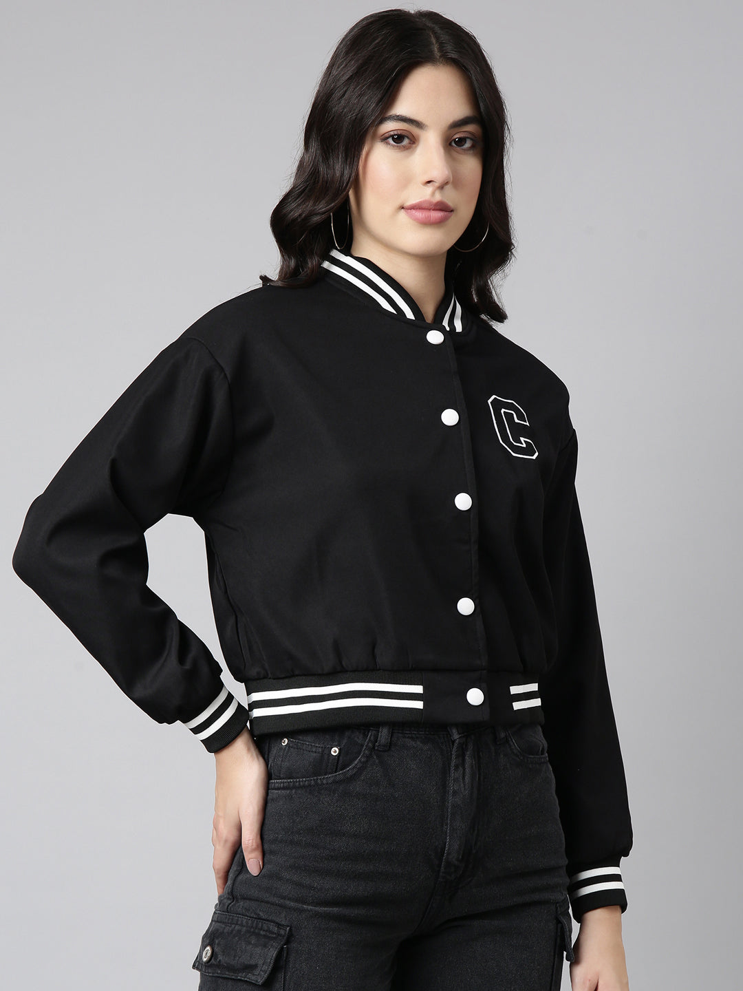 Düz Kesim Düşük Omuzlu Varsity Ceket