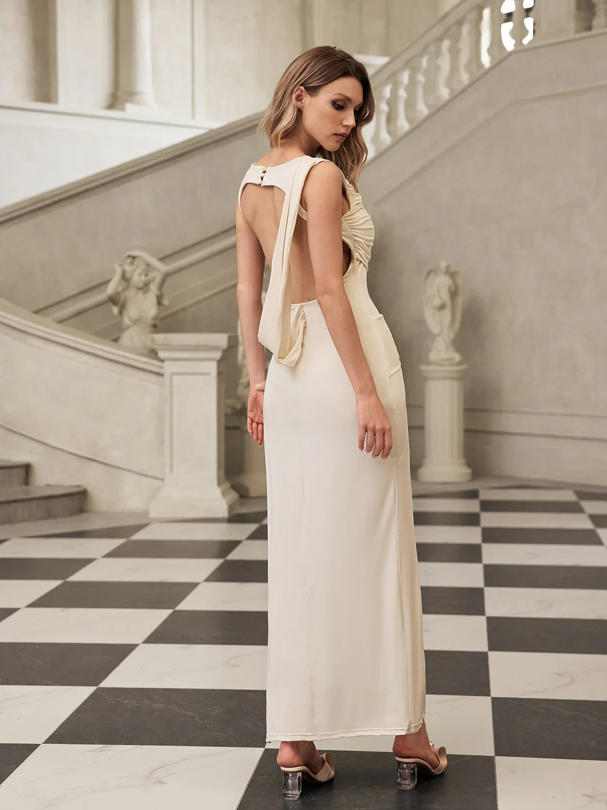 Cleo Drapeli Sırtı Açık Elbise